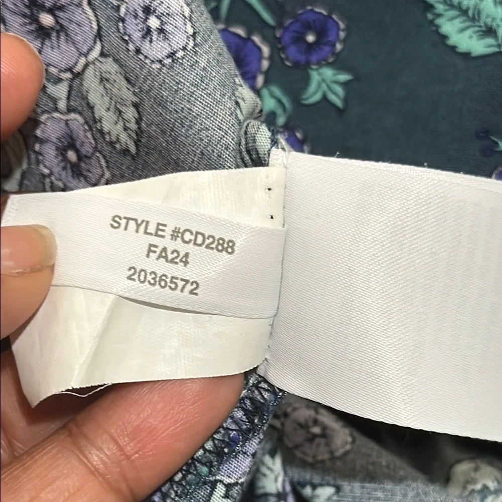 J. Crew Blue Ruffled Long Sleeve Blouse poplin floral